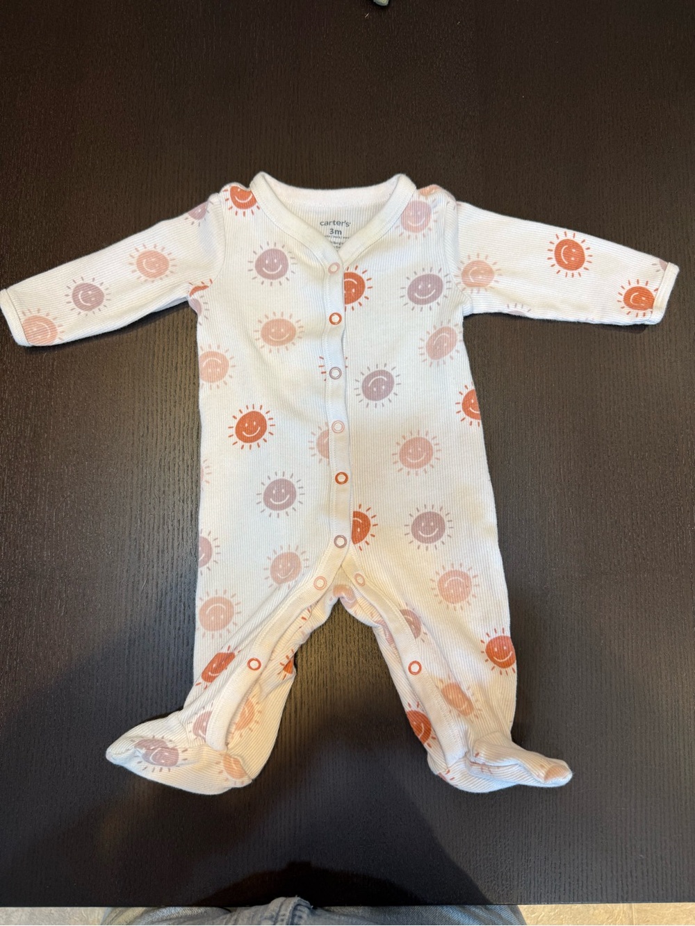 Carter's White Sunprint Baby One-Piece Footed Sleeper 3m